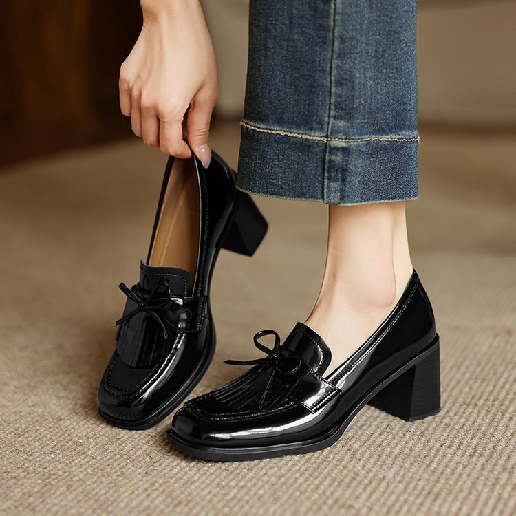 Maren Tassel Leather Loafer Pumps