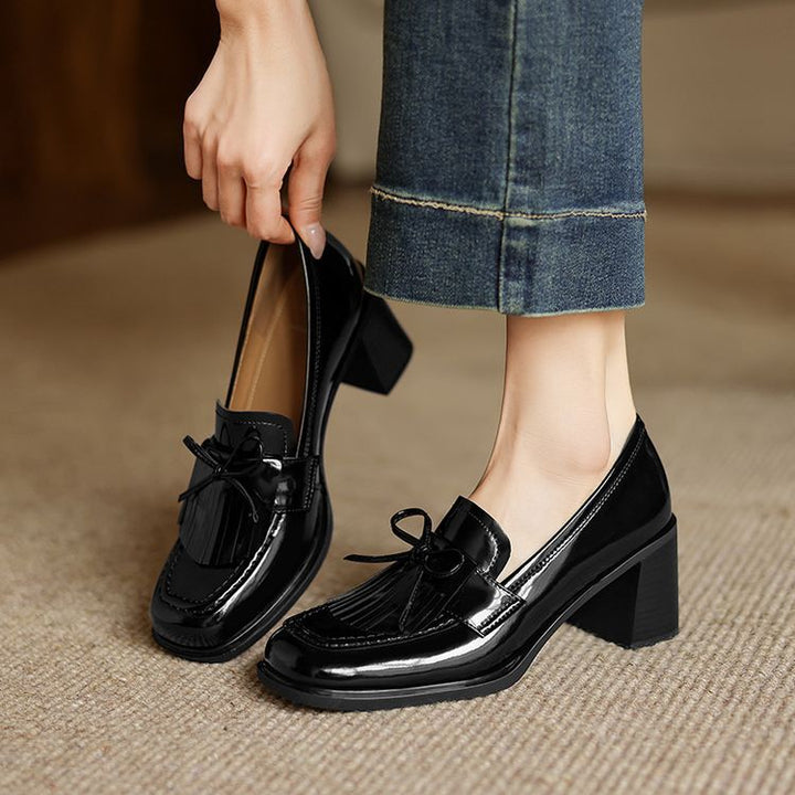 Maren Tassel Leather Loafer Pumps