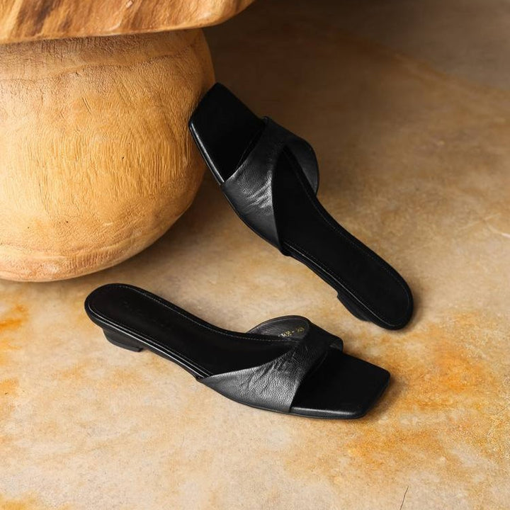 Aline Square-Toe Leather Mules