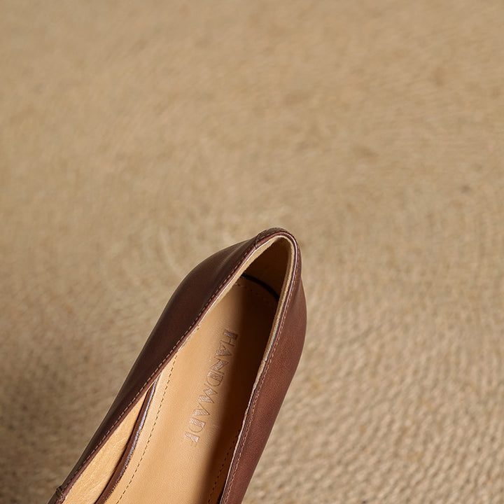 Elviera Square Leather Heels