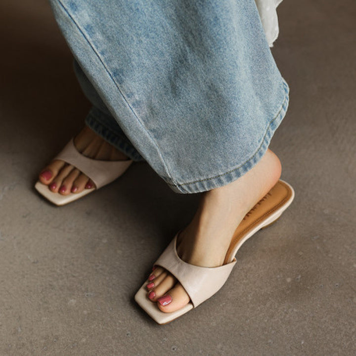 Aline Square-Toe Leather Mules