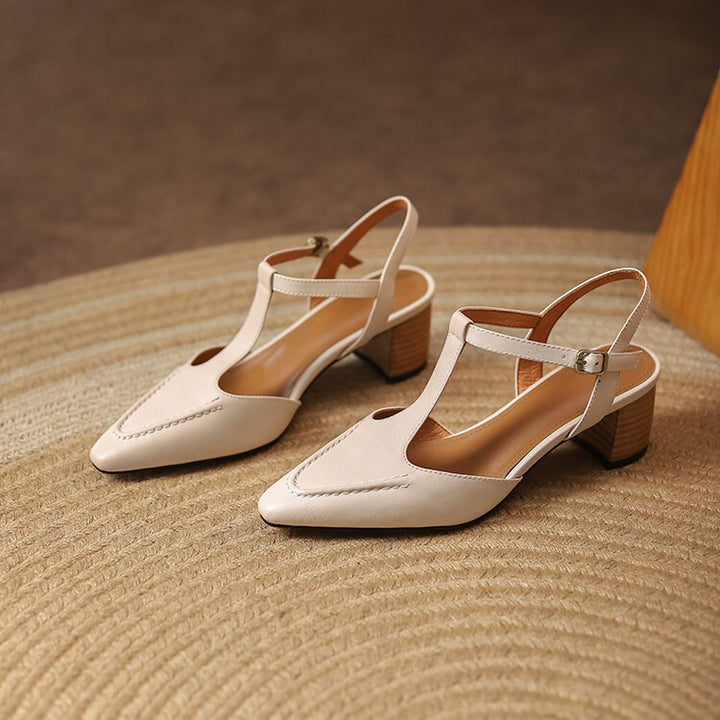 Romira T-Strap Leather Heels