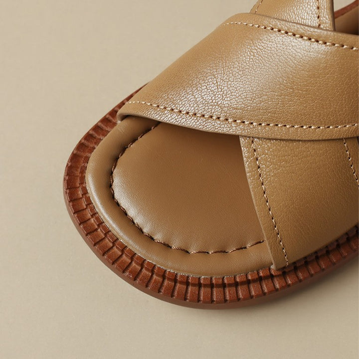 Serene Crossband Leather Slingback Sandals