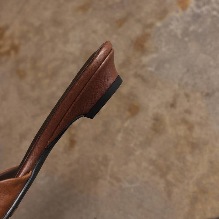 Aline Square-Toe Leather Mules