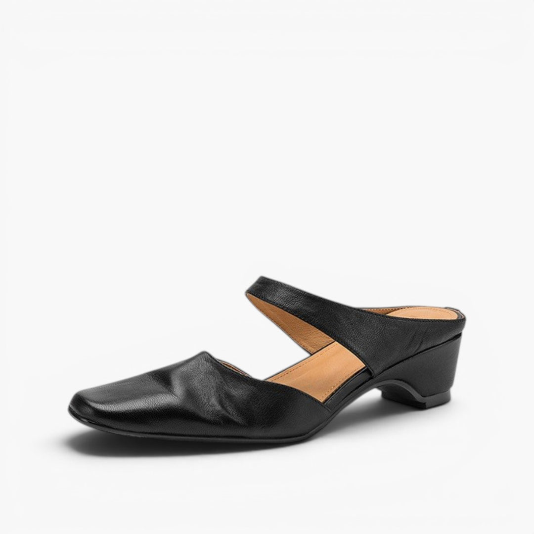 Amelie Square-Toe Leather Mules