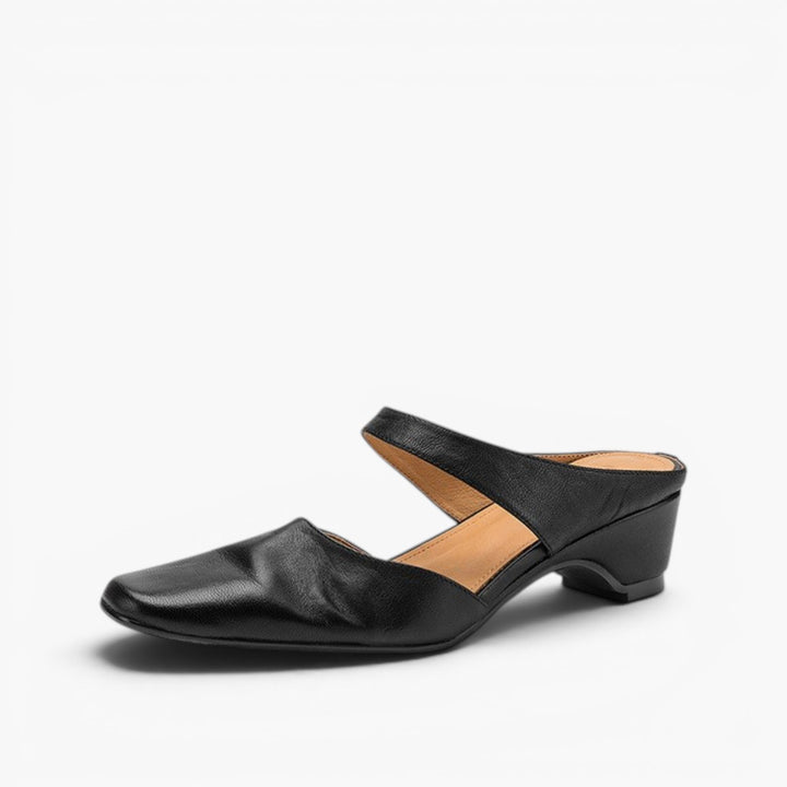 Amelie Square-Toe Leather Mules