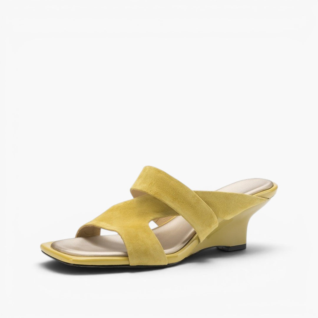 Elise Square-Toe Leather Sandal Heels