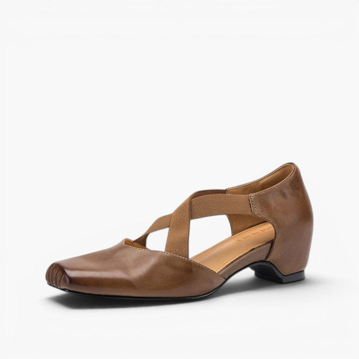 Eloria Leather Cross-Strap Heels