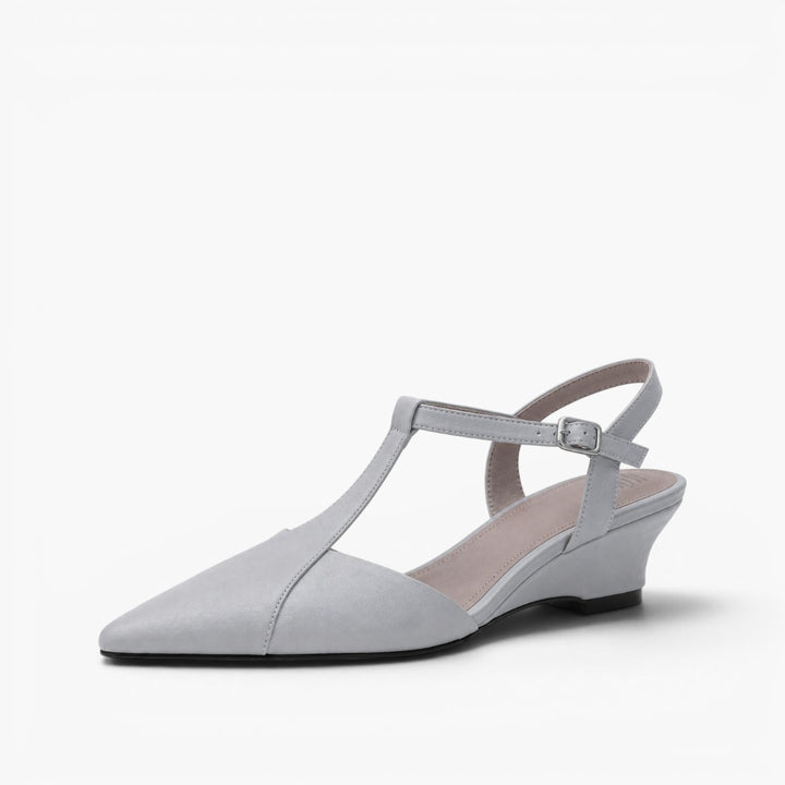 Celene Leather T-Bar Wedge Heels