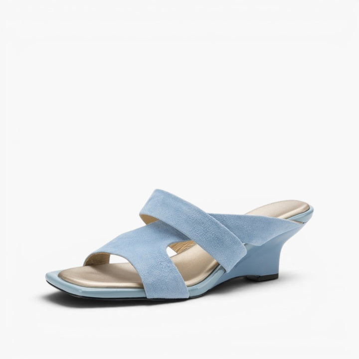 Elise Square-Toe Leather Sandal Heels