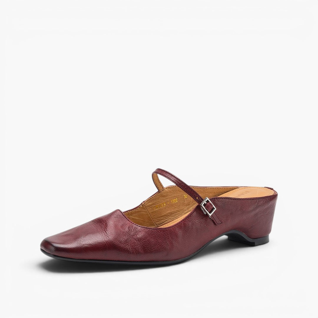 Sera Square-Toe Leather Mules