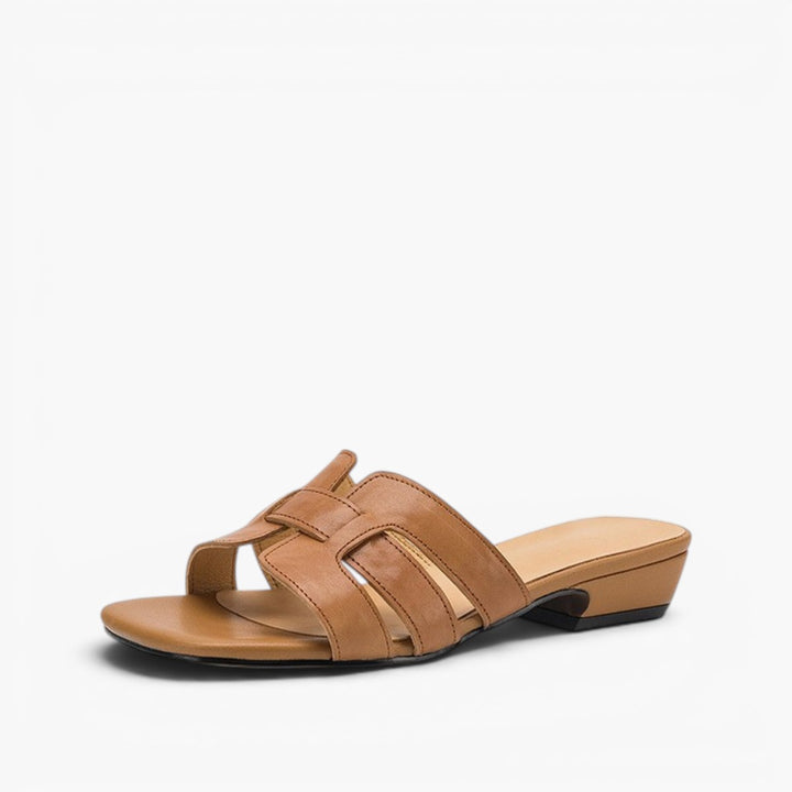 Mara Square Leather Slides