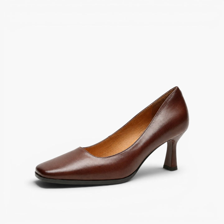 Elviera Square Leather Pumps