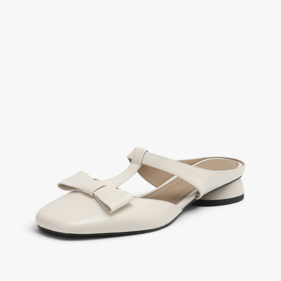 Meyra Bow Lambskin Leather Mules