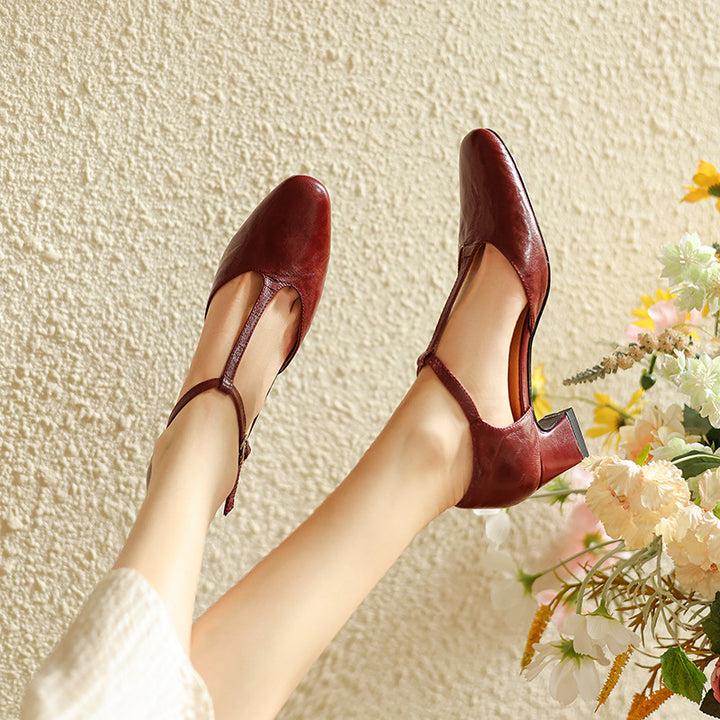 Elowen Leather T-Strap Heel