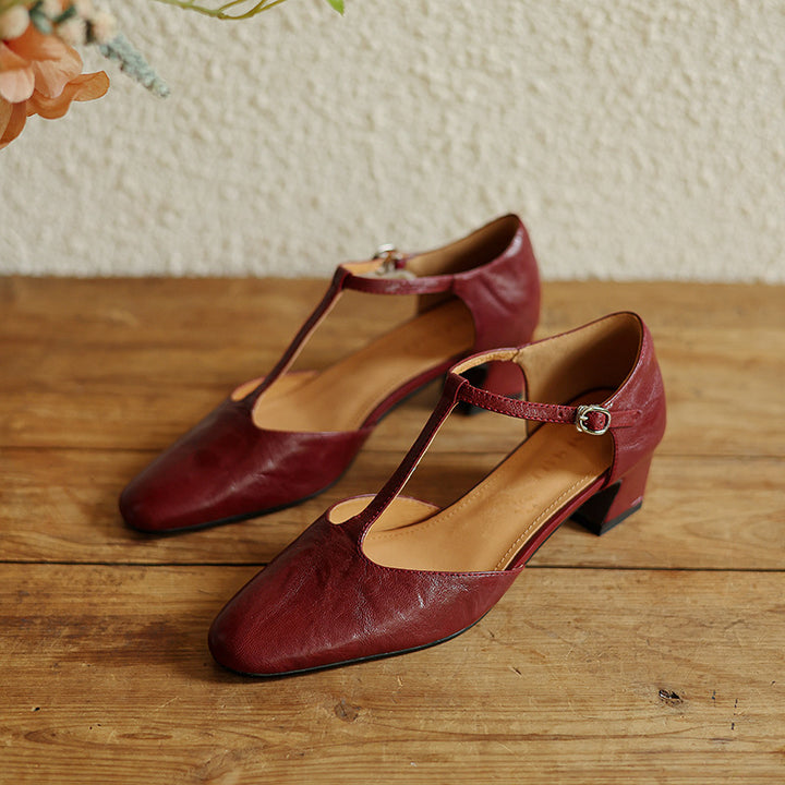 Elowen Leather T-Strap Heel