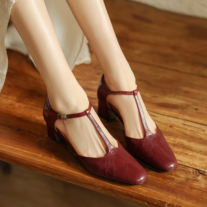 Elowen Leather T-Strap Heel