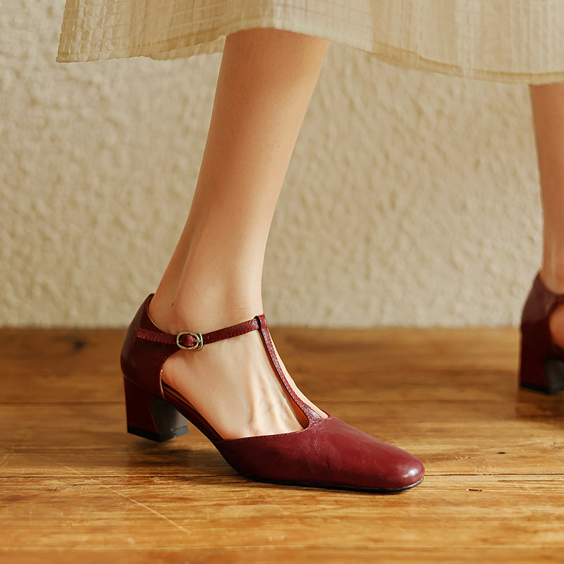 Elowen Leather T-Strap Heel