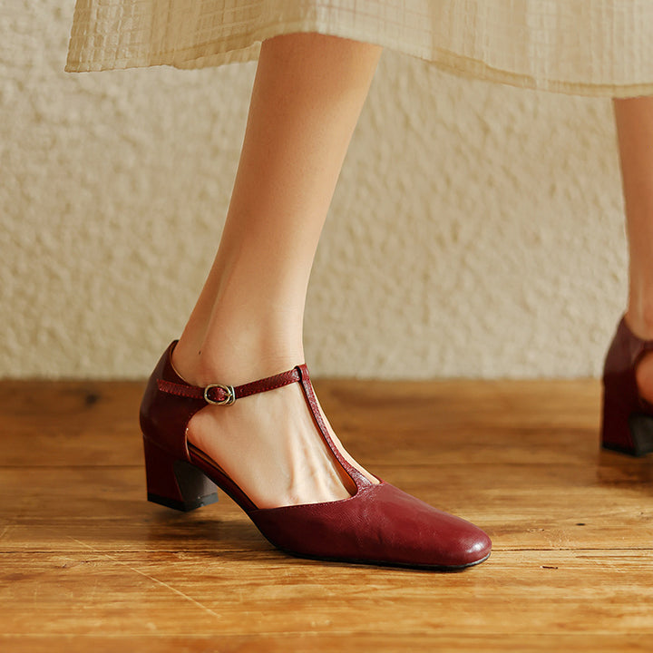 Elowen Leather T-Strap Heel