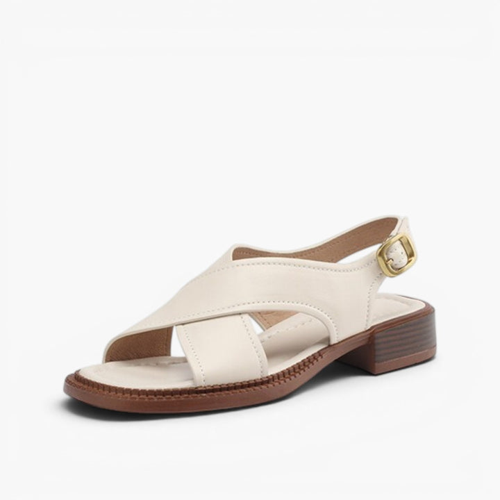 Serene Crossband Leather Slingback Sandals