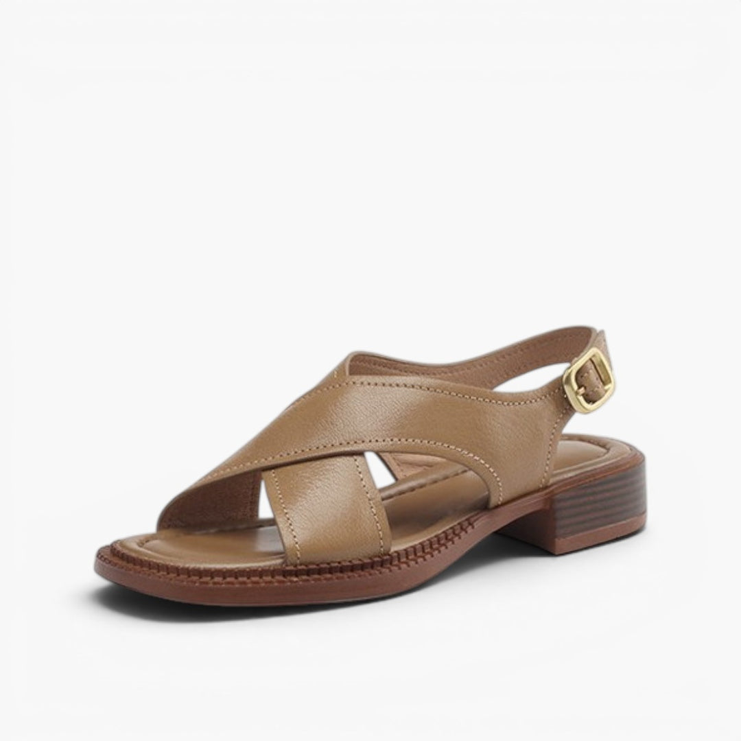 Serene Crossband Leather Slingback Sandals