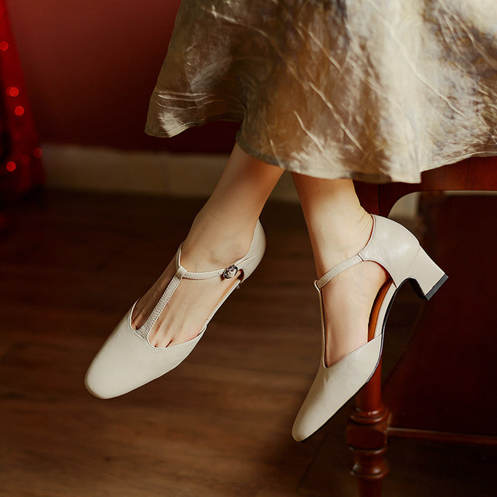 Elowen Leather T-Strap Heel