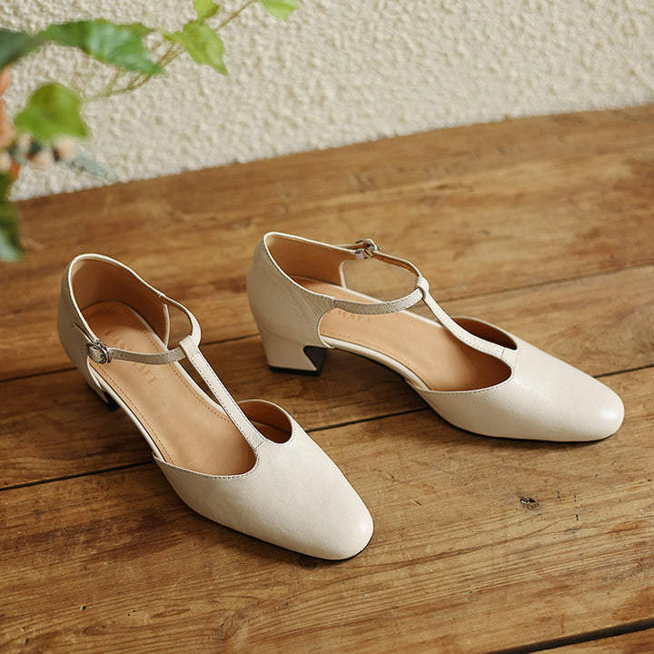 Elowen Leather T-Strap Heel