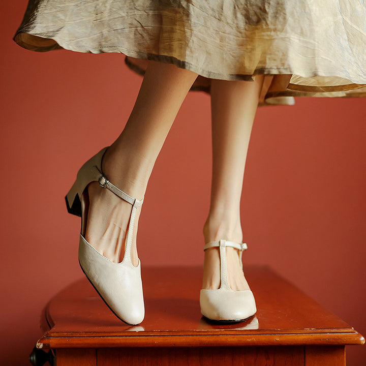 Elowen Leather T-Strap Heel