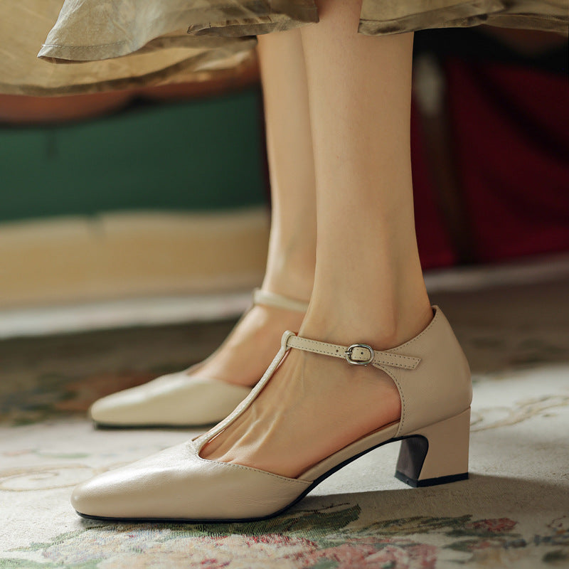 Elowen Leather T-Strap Heel