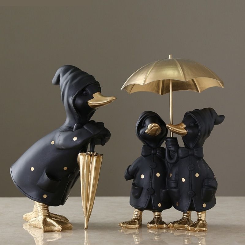 Duck In Black Figurine